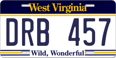WV license plate DRB457