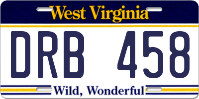 WV license plate DRB458