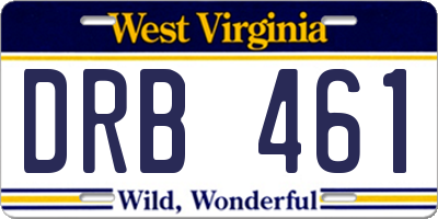 WV license plate DRB461