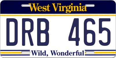 WV license plate DRB465
