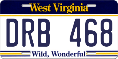WV license plate DRB468