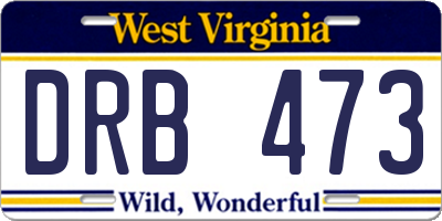 WV license plate DRB473