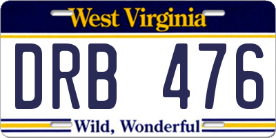 WV license plate DRB476