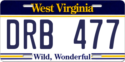 WV license plate DRB477