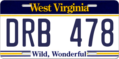 WV license plate DRB478