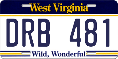 WV license plate DRB481