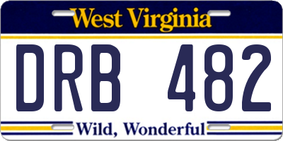 WV license plate DRB482