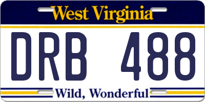 WV license plate DRB488