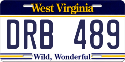 WV license plate DRB489