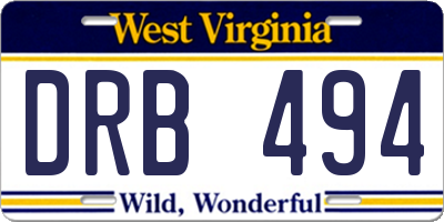 WV license plate DRB494