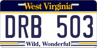 WV license plate DRB503
