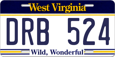 WV license plate DRB524