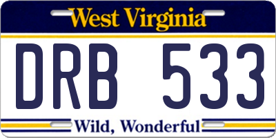 WV license plate DRB533