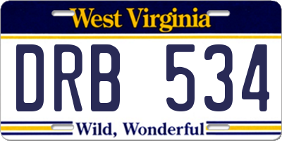 WV license plate DRB534