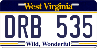 WV license plate DRB535