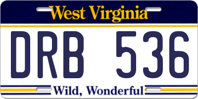WV license plate DRB536