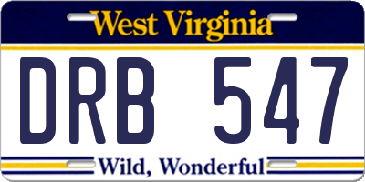 WV license plate DRB547
