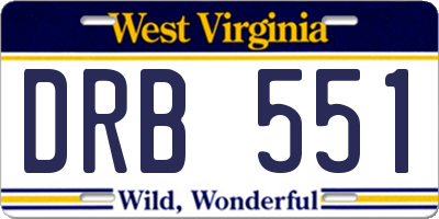 WV license plate DRB551