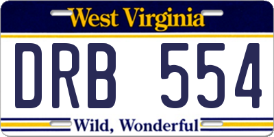 WV license plate DRB554