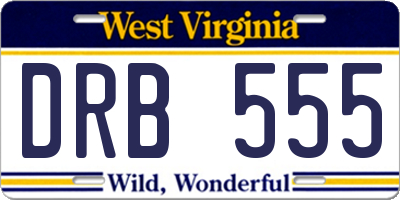 WV license plate DRB555