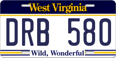WV license plate DRB580