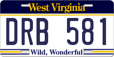 WV license plate DRB581