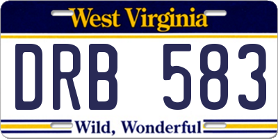 WV license plate DRB583