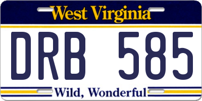 WV license plate DRB585