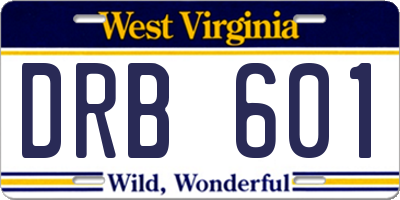 WV license plate DRB601