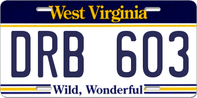 WV license plate DRB603