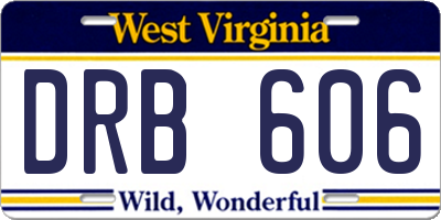 WV license plate DRB606