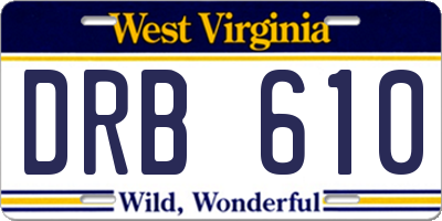 WV license plate DRB610