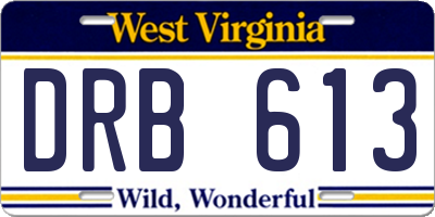 WV license plate DRB613