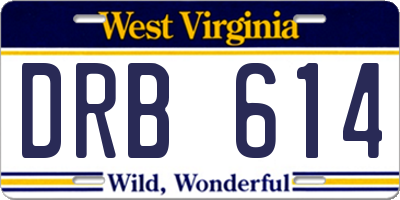 WV license plate DRB614