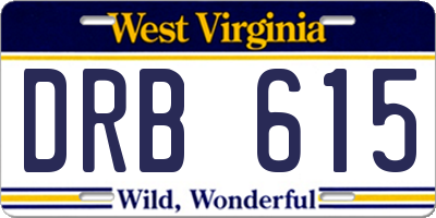 WV license plate DRB615