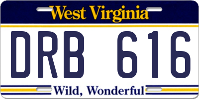 WV license plate DRB616