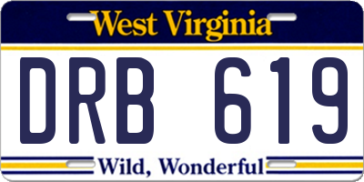 WV license plate DRB619