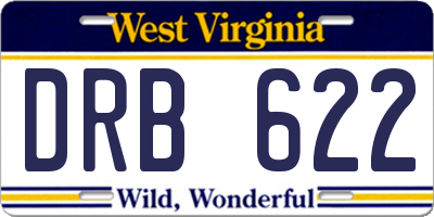 WV license plate DRB622