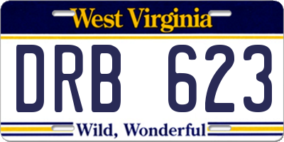 WV license plate DRB623