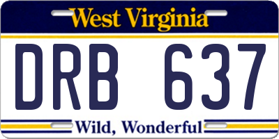 WV license plate DRB637