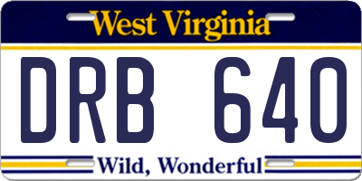 WV license plate DRB640