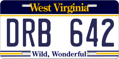 WV license plate DRB642