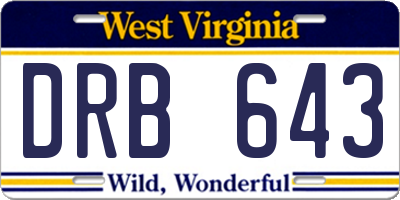WV license plate DRB643