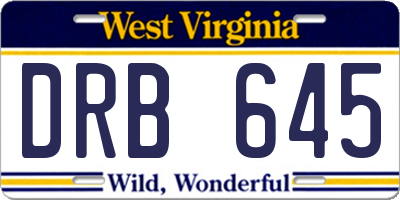 WV license plate DRB645