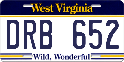 WV license plate DRB652