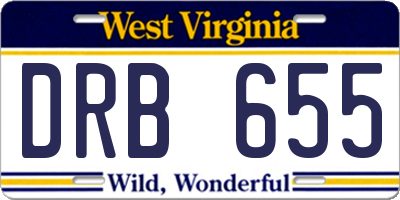WV license plate DRB655