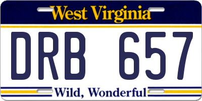 WV license plate DRB657