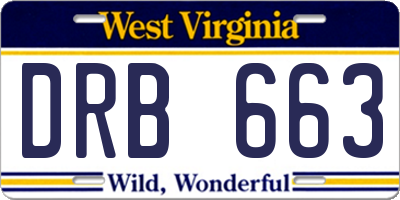 WV license plate DRB663