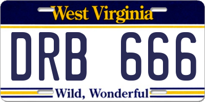 WV license plate DRB666
