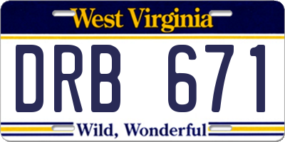 WV license plate DRB671